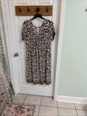 Just My Size Brown and White Printed Midi Dress